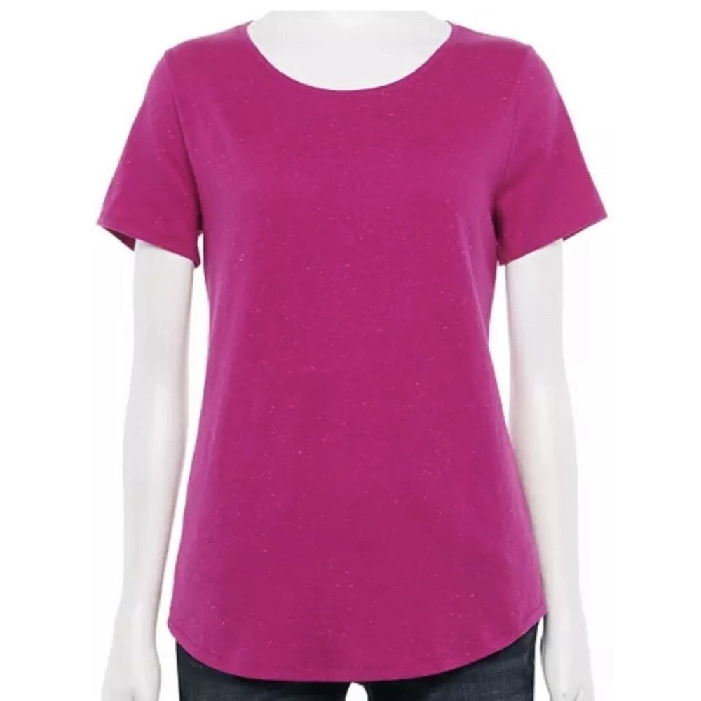 Sonoma Womens Essential Everyday V Neck Tee XS New with Tags Fantasy Berry Soft